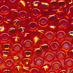 Rocailles blut-orange Silbereinzug, Größe 10/0  (2,3 mm), 100 Gramm