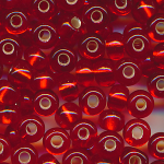 Rocailles, Glasperlen, rot Silbereinzug, Gr&ouml;&szlig;e 9/0  (2,6 mm), 100 Gramm