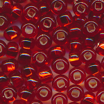 Rocailles light rubin rot Silbereinzug, Gr&ouml;&szlig;e 10/0  (2,3 mm), 100 Gramm
