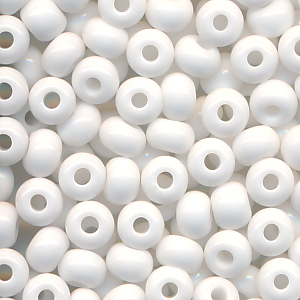 Rocailles opak poliert weiß, Größe 11/0  (2,1 mm), 100 Gramm