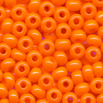 Rocailles opak poliert hell-orange, Größe 9/0  (2,6 mm), 100 Gramm