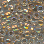 Rocailles kristall rainbow Messinggold-Einzug, Größe 6/0  (4,0 mm), 100 Gramm