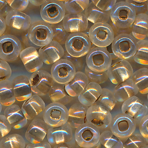 Rocailles kristall messing-gold lining rainbow, Größe 6/0  (4,0 mm), 100 Gramm