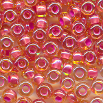 Rocailles kristall-gelb lining rosa, Gr&ouml;&szlig;e 8/0  (3,0 mm), 20 Gramm