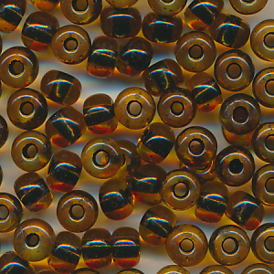 Rocailles kristall-bernstein lining schwarz, Größe 11/0  (2,1 mm), 100 Gramm