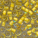 Rocailles kristall lining sonnen-gelb, Größe 6/0  (4,0 mm), 20 Gramm