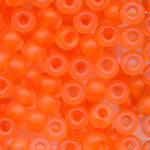 Rocailles NEON orange klar matt, Größe 6/0  (4,0 mm), 20 Gramm