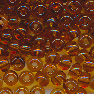 Rocailles klar bernstein braun, Größe 6/0  (4,0 mm), 20 Gramm