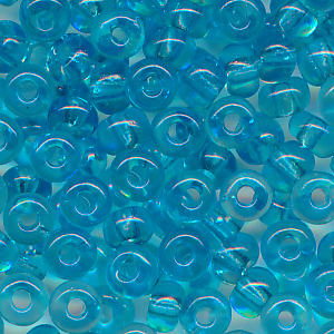 Rocailles aqua-blue klar, Größe 6/0  (4,0 mm), 20 Gramm