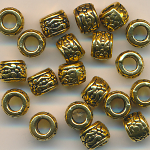 Metallperlen goldfarben antik, Inhalt 5 St&uuml;ck, Gr&ouml;&szlig;e 6 x 7 mm
