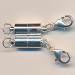 Magnetverschlüsse hell-silber, Inhalt 2 Stück, Größe 35 mm, mit Karabiner