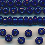 Rocailles großes Loch kobalt-blau opak, 100 Gramm, 355 Stück, Größe 7,0 mm, Crowbeads, Großloch-Perlen, Fädelperlen