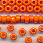 Rocailles großes Loch orange opak, 100 Gramm, 420 Stück, Größe 6,6 mm, Crowbeads, Großloch-Perlen, Fädelperlen