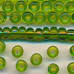 Rocailles großes Loch mai-grün transparent, 100 Gramm,...