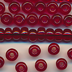 Rocailles großes Loch rubin-rot transparent, 100 Gramm, 360 Stück, Größe 6,9 mm, Crowbeads, Großloch-Perlen, Fädelperlen