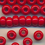 Großlochperlen rot opak, 100 Gramm, 185 Stück, Größe 8,5 mm, Crowbeads, Großloch-Perlen, Fädelperlen