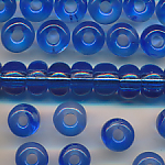 Großlochperlen blau transparent, 100 Gramm, 200 Stück, Größe 8,1 mm, Crowbeads, Großloch-Perlen, Fädelperlen