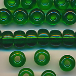 Großlochperlen smaragd-grün transparent, 100 Gramm, 170 Stück, Größe 8,5 mm, Crowbeads, Großloch-Perlen, Fädelperlen