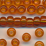 Rocailles orange transparent, 100 Gramm, Gr&ouml;&szlig;e 8,1 mm, Gro&szlig;loch