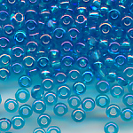 Rocailles hyazinthen blau rainbow AB, 20 Gramm, Gr&ouml;&szlig;e 10/0 facettiert echte-alte Cut-Perlen