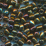 Cut-Perlen gold messing bronze rainbow, Inhalt 10 g, Gr&ouml;&szlig;e 12/0, antik sehr fein AB