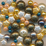 Wachsperlen Mix gold silber bunt, 40 St&uuml;ck, Gr&ouml;&szlig;e 10 - 4 mm, Glas