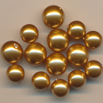 Wachsperlen messing-gold, Inhalt 10 St&uuml;ck, Gr&ouml;&szlig;e 12 - 10 mm, Mix, Glas