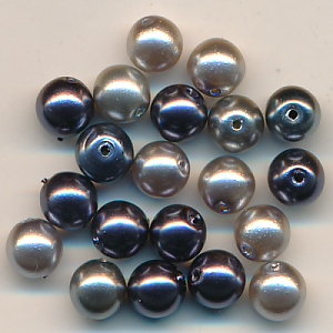 Wachsperlen Mix silber grau, Inhalt 20 Stück, Größe 6 mm, böhmisch, Glas