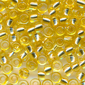 Rocailles gold hell Silberblatt, Inhalt 6 g, Größe 8/0 (3,1 mm) böhmisch