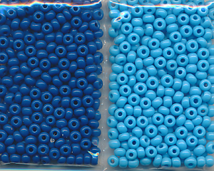 Rocailles Ton in Ton, blau, Inhalt 16 g, Größe 6/0