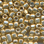 Rocailles wei&szlig;-gold metallic, 20 Gramm, Gr&ouml;&szlig;e 11/0 facettiert echte-alte Cut-Perlen