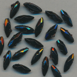 Glas-Perlen jet-schwarz, Inhalt 20 St&uuml;ck, antik, 2-Loch, Gr&ouml;&szlig;e 11 x 5 mm Navetten