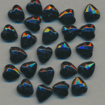 Glas-Perlen jet-schwarz, Inhalt 20 Stück, antik, Größe 8 mm, Herz