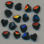 Glas-Perlen jet-schwarz, Inhalt 20 Stück, antik, Größe 7 mm, Herz