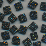 Glas-Perlen jet-schwarz, Inhalt 24 Stück, antik, 2-Loch, Größe 7 mm