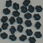 Glas-Perlen jet-schwarz, Inhalt 48 St&uuml;ck, antik, 2-Loch, Gr&ouml;&szlig;e 9 mm, 