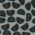 Glas-Perlen jet-schwarz, Inhalt 24 Stück, antik, 2-Loch, Größe 11 x 7 mm