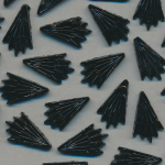 Glas-Perlen jet-schwarz, Inhalt 24 Stück, antik, 2-Loch, Größe 15 x 10 mm