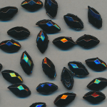 Glas-Perlen jet-schwarz, Inhalt 30 Stück, antik, 2-Loch,...