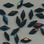 Glas-Perlen jet-schwarz, Inhalt 24 Stück, antik, 2-Loch, Größe 12 x 6 mm