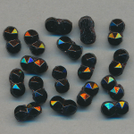 Glas-Perlen jet-schwarz, Inhalt 50 St&uuml;ck, antik, Gr&ouml;&szlig;e 7 x 4 mm