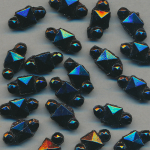 Glas-Perlen jet-schwarz, Inhalt 25 Stück, antik 2-Loch, Größe 7 x 5 mm