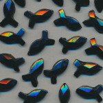 Glas-Perlen jet-schwarz, Inhalt 24 St&uuml;ck, antik, Gr&ouml;&szlig;e 12 x 6 mm, Fisch