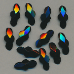 Glas-Perlen jet-schwarz, Inhalt 12 St&uuml;ck, antik, 2-Loch, Gr&ouml;&szlig;e 18 x 9 mm