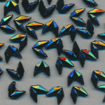 Glas-Perlen jet-schwarz, Inhalt 30 St&uuml;ck, antik, 2-Loch, Gr&ouml;&szlig;e 7 mm