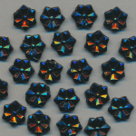 Glas-Perlen jet-schwarz, Inhalt 25 St&uuml;ck, antik, 2-Loch, Gr&ouml;&szlig;e 11 mm