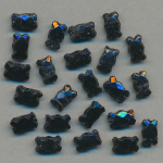 Glas-Perlen jet-schwarz, Inhalt 48 Stück, antik, Größe 7 x 4 mm