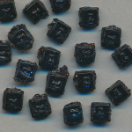 Glas-Perlen jet-schwarz, Inhalt 48 St&uuml;ck, antik, 2-Loch, Gr&ouml;&szlig;e 4 mm