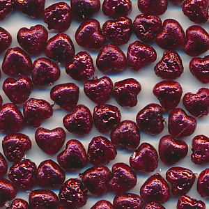 Krepp-Perlen wein-rot, Inhalt 30 Stück, Größe 6 mm, Glasperlen, Herz