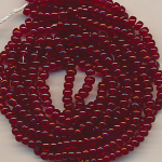 Rocailles rot rubin klar, Inhalt 11 g, Größe 6/0, Strang, böhmisch